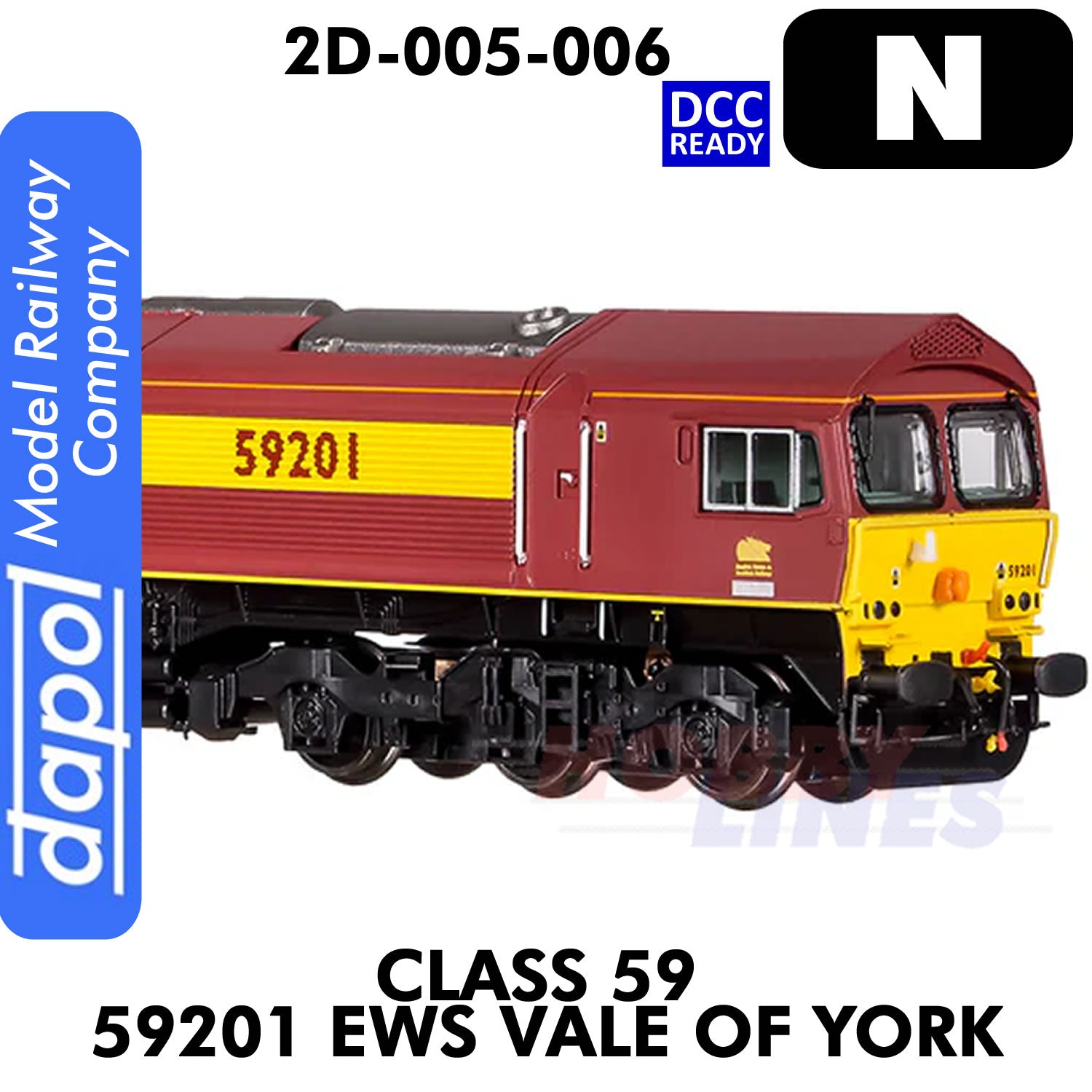 Class 59 59201 EWS Vale of York  - DCC Ready | Dapol |  2D-005-006