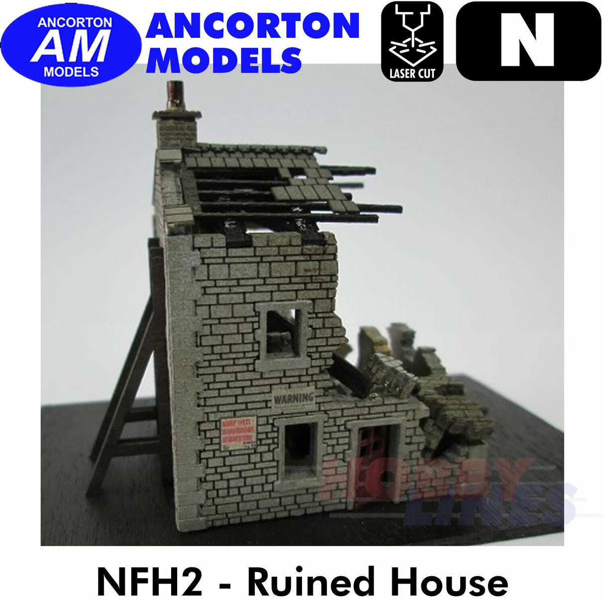 RUINED HOUSE building laser cut kit N gauge 1:148 scale Ancorton Models NFH2