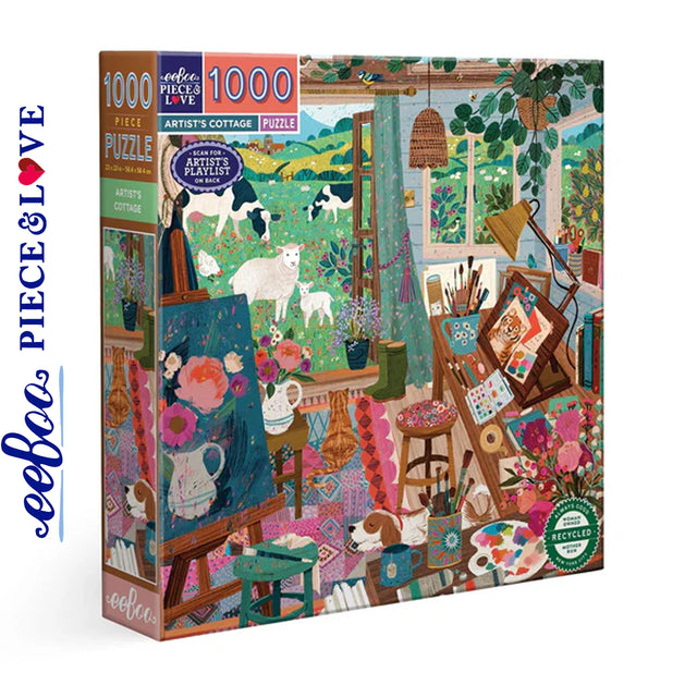 eeBoo ARTISTS COTTAGE 1000 pc Square Jigsaw Puzzle Super Deluxe PZT118