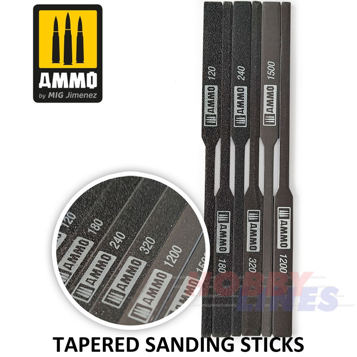 TAPERED SANDING STIK 6 sticks 120-1500 grit Wet&Dry Ammo by Mig Jiminez AMIG8567