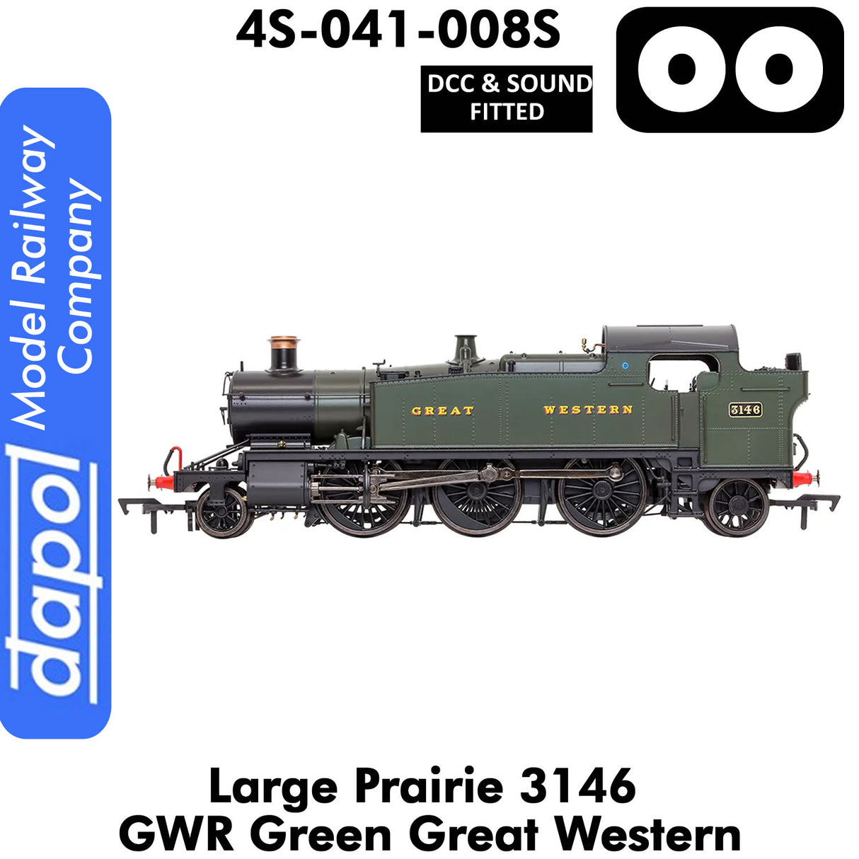LARGE PRAIRIE 3146 GWR DCC & Sound Steam Locomotive | Dapol | 4S-041-008S