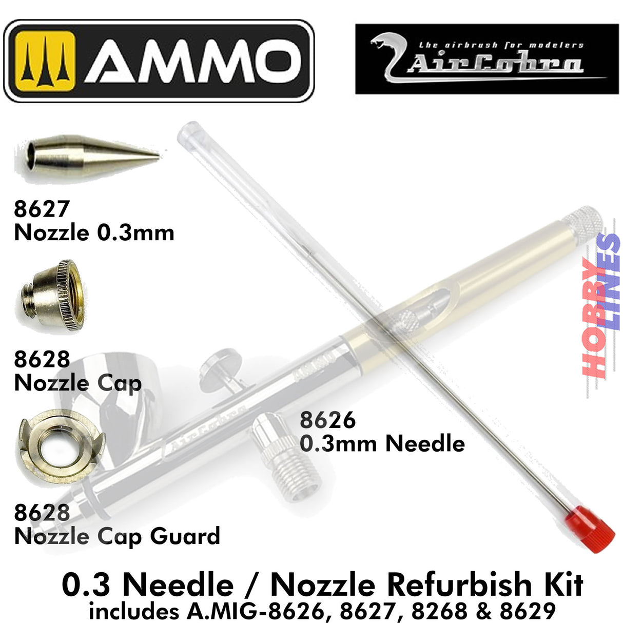 AIRCOBRA Airbrush Spare Parts - 4 piece set | Ammo by Mig Jimenez | MIG8630