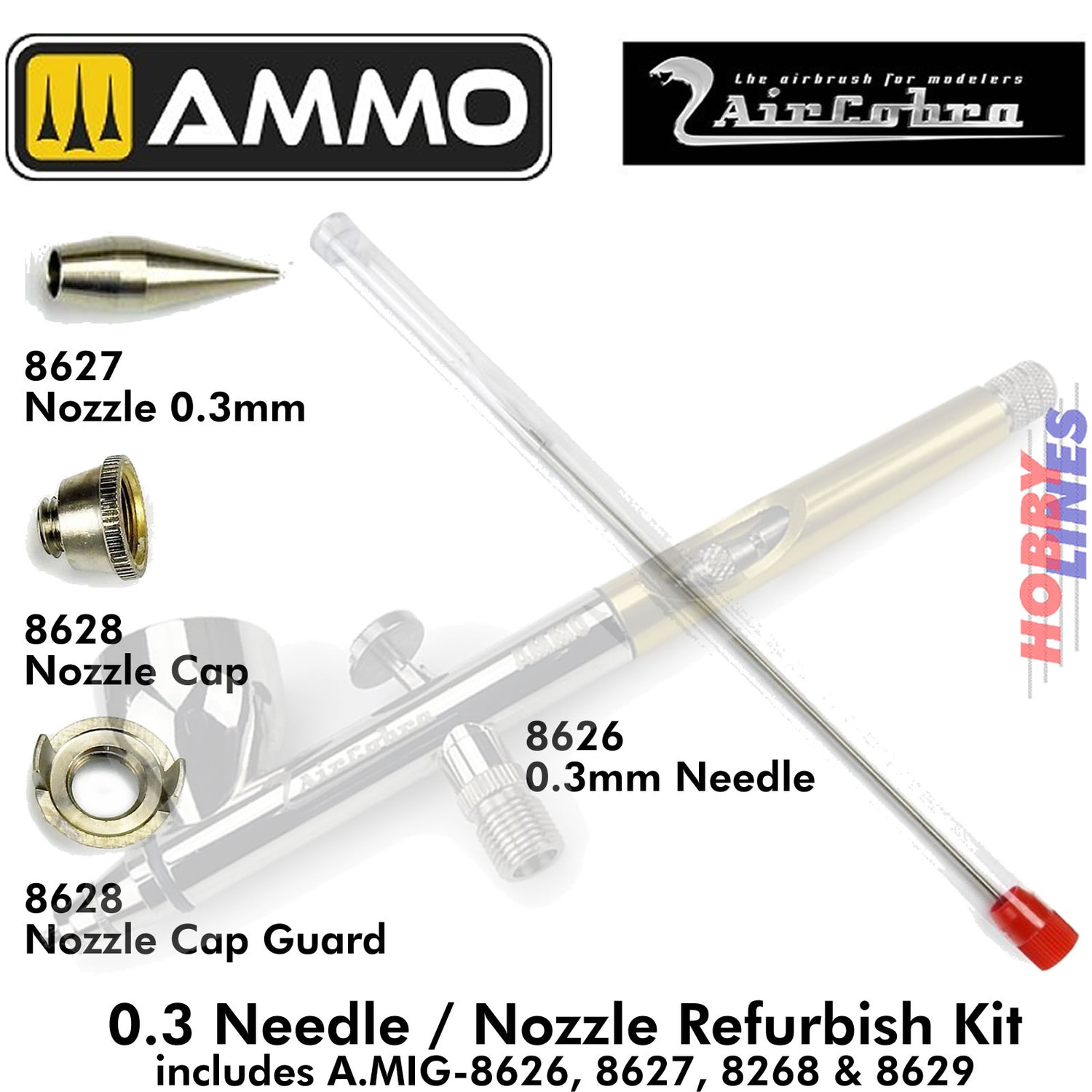 AIRCOBRA Airbrush Spare Parts - 4 piece set | Ammo by Mig Jimenez | MIG8630