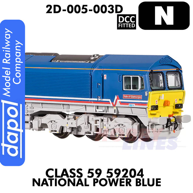 Class 59 59204 National Power Blue - DCC Fitted | Dapol | 2D-005-003D