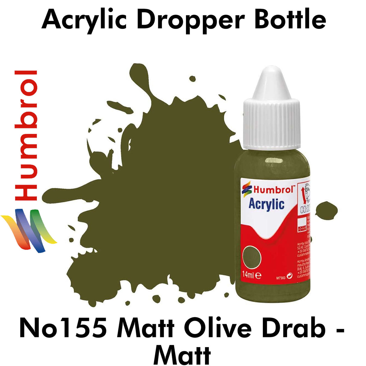 Acrylic Dropper - No 155 Matt Olive Drab - Matt | Humbrol | DB0155