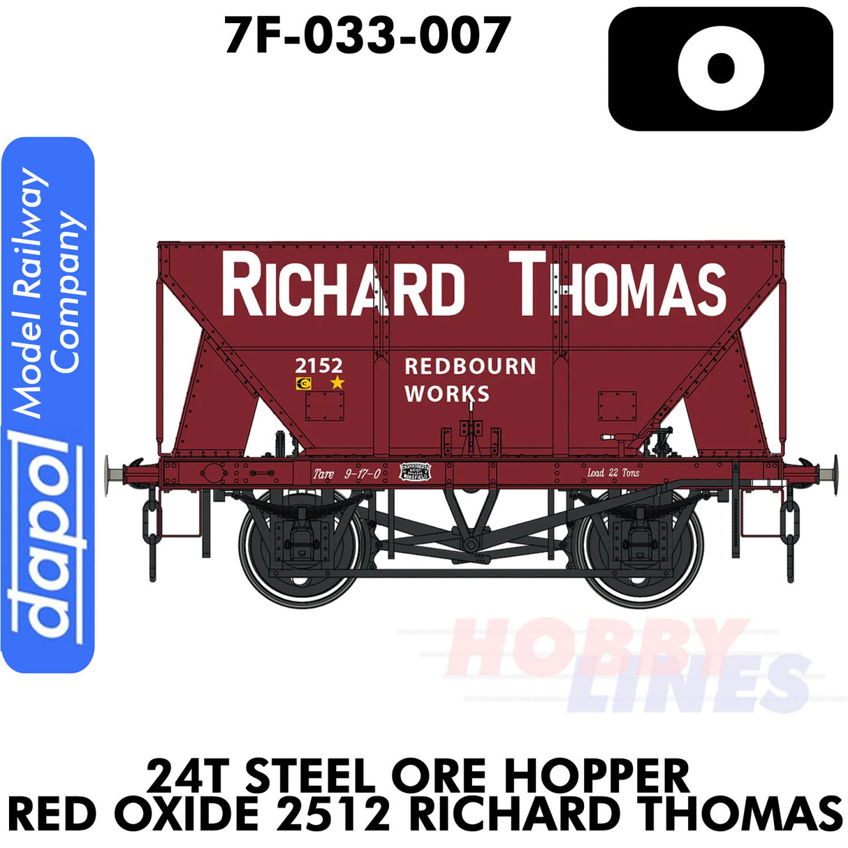 24T Steel Hopper Red Oxide - 2512 Richard Thomas | Dapol | 7F-033-007