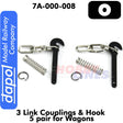3 - Link Couplings & Hooks O Gauge 5 pair for Wagons Dapol 7A-000-008