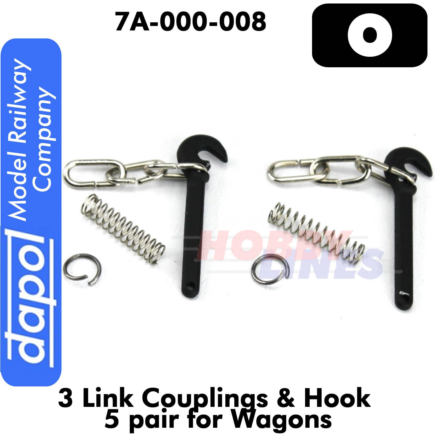 3 - Link Couplings & Hooks O Gauge 5 pair for Wagons Dapol 7A-000-008