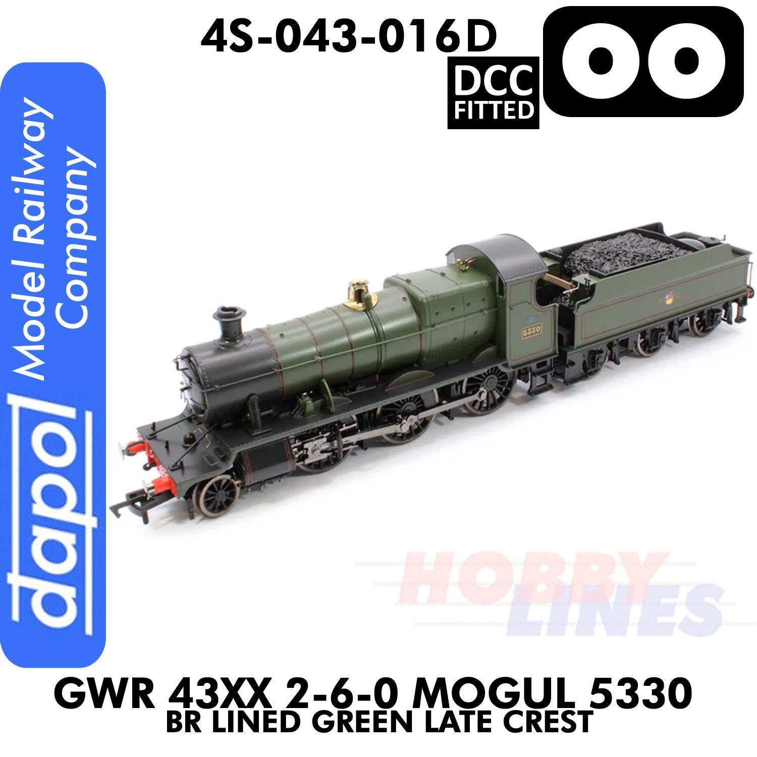 Great Western Railway - 43xx 2-6-0 Mogul 5330 BR Lined Green Late Crest -  DCC - 1:76 OO | Dapol | 4S-043-016D