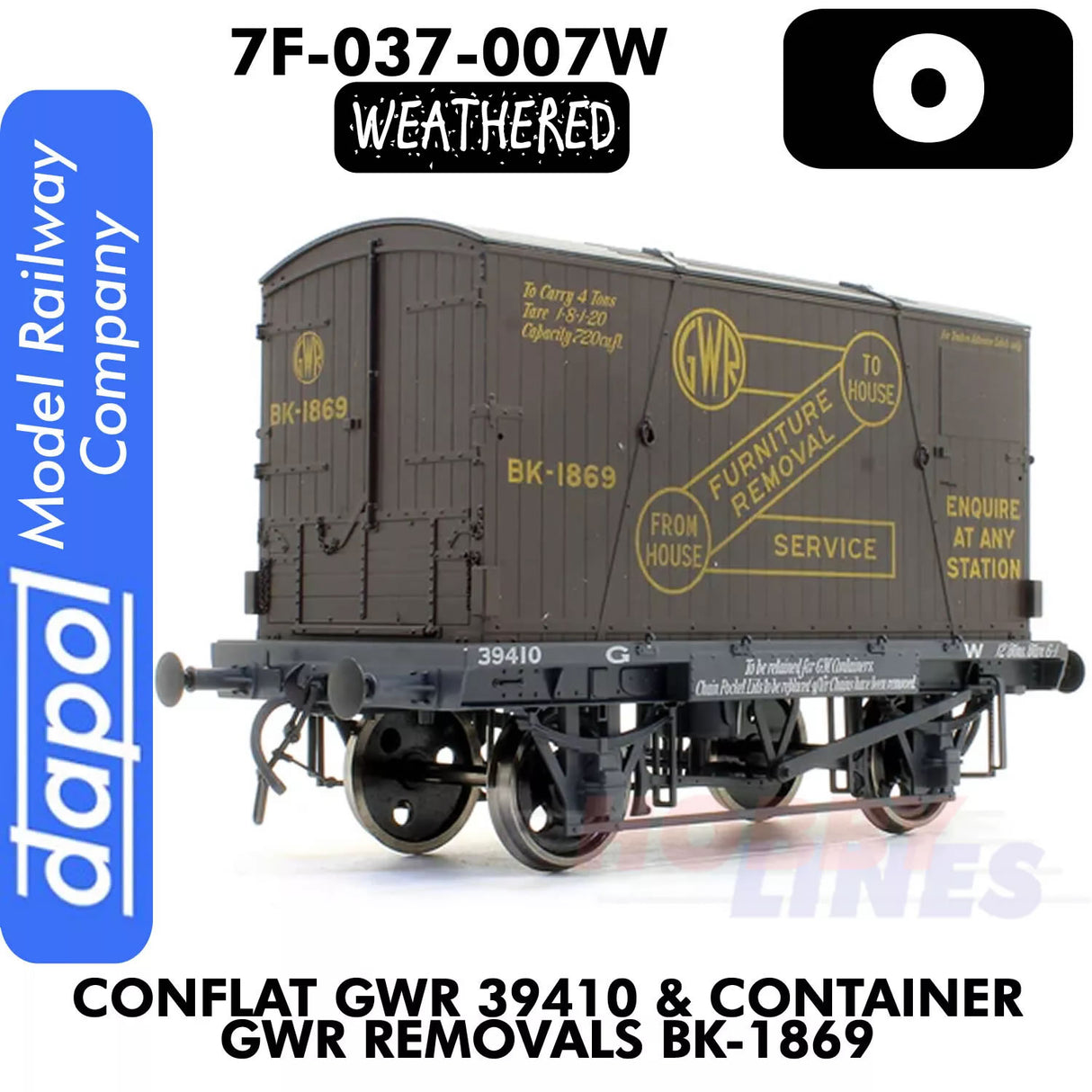 Conflat GWR 39410 & Container GWR Removals BK-1869 - Wagon | Dapol |7F-037-007W