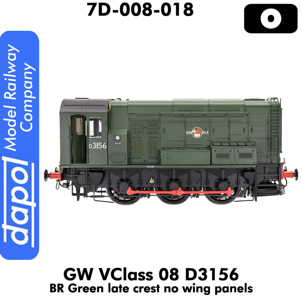 Class 08 D3156 British Rail - Green Late Crest |  Dapol | 7D-008-018
