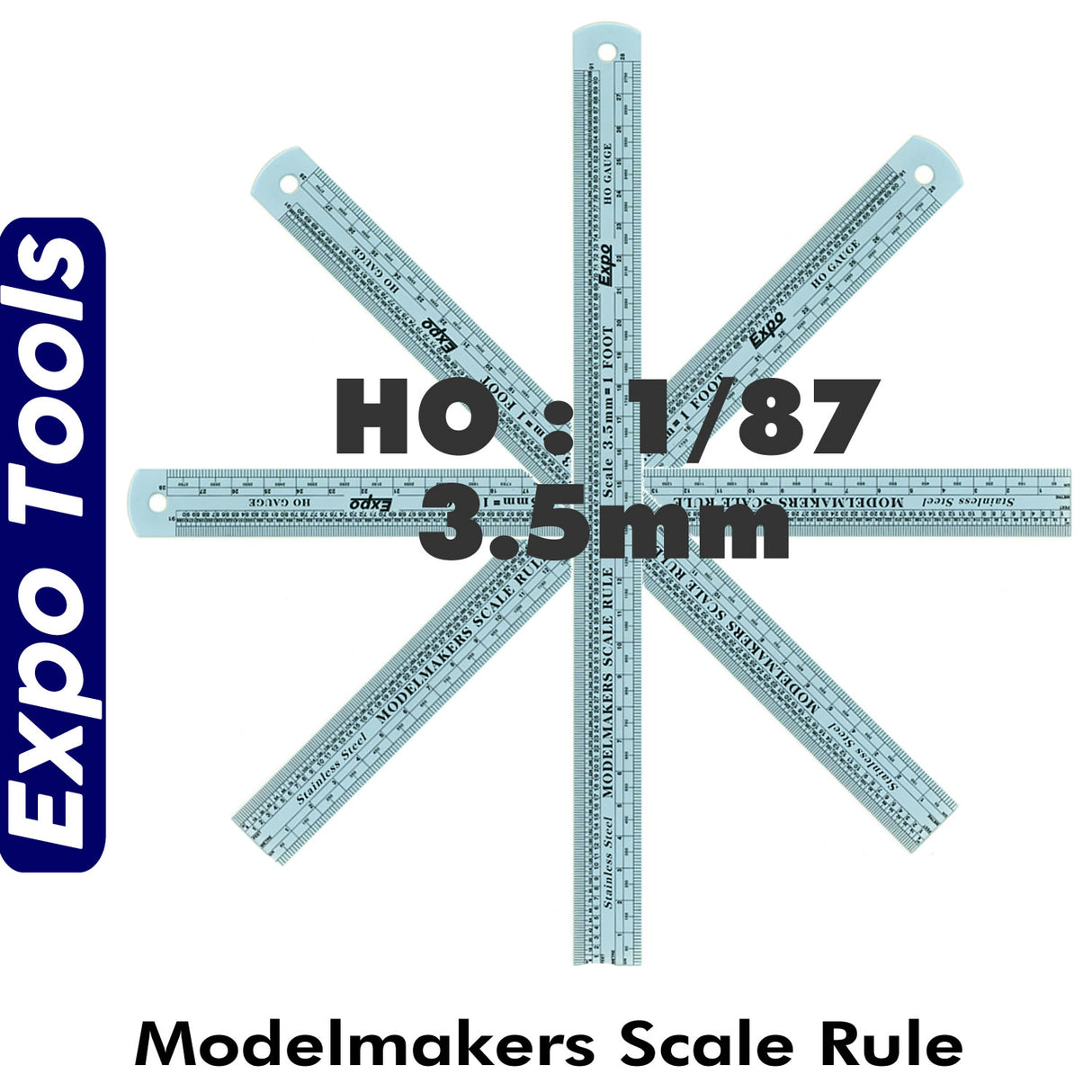 SCALE RULE HO Gauge 3.5mm 1:87 Metric Imperial Stainless Steel | Expo Tools