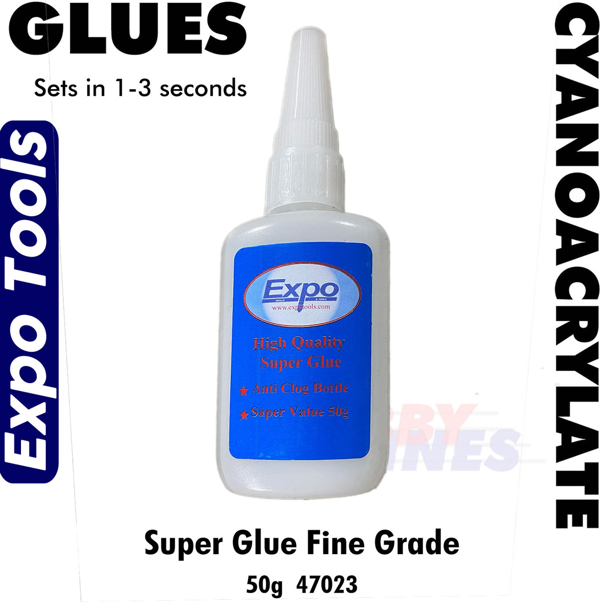 Cyano Super Glue 50g FINE 1-3 seconds Cyanoacrylate Bottle Expo Tools 47023