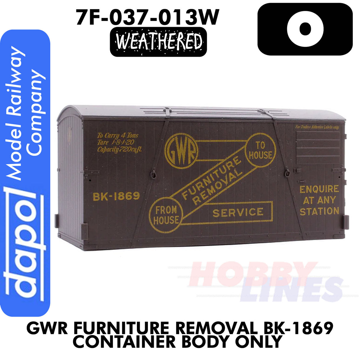 Container GWR BK-1869 Furniture Removal Container - Body only - Weathered | Dapol | 7F-030-012