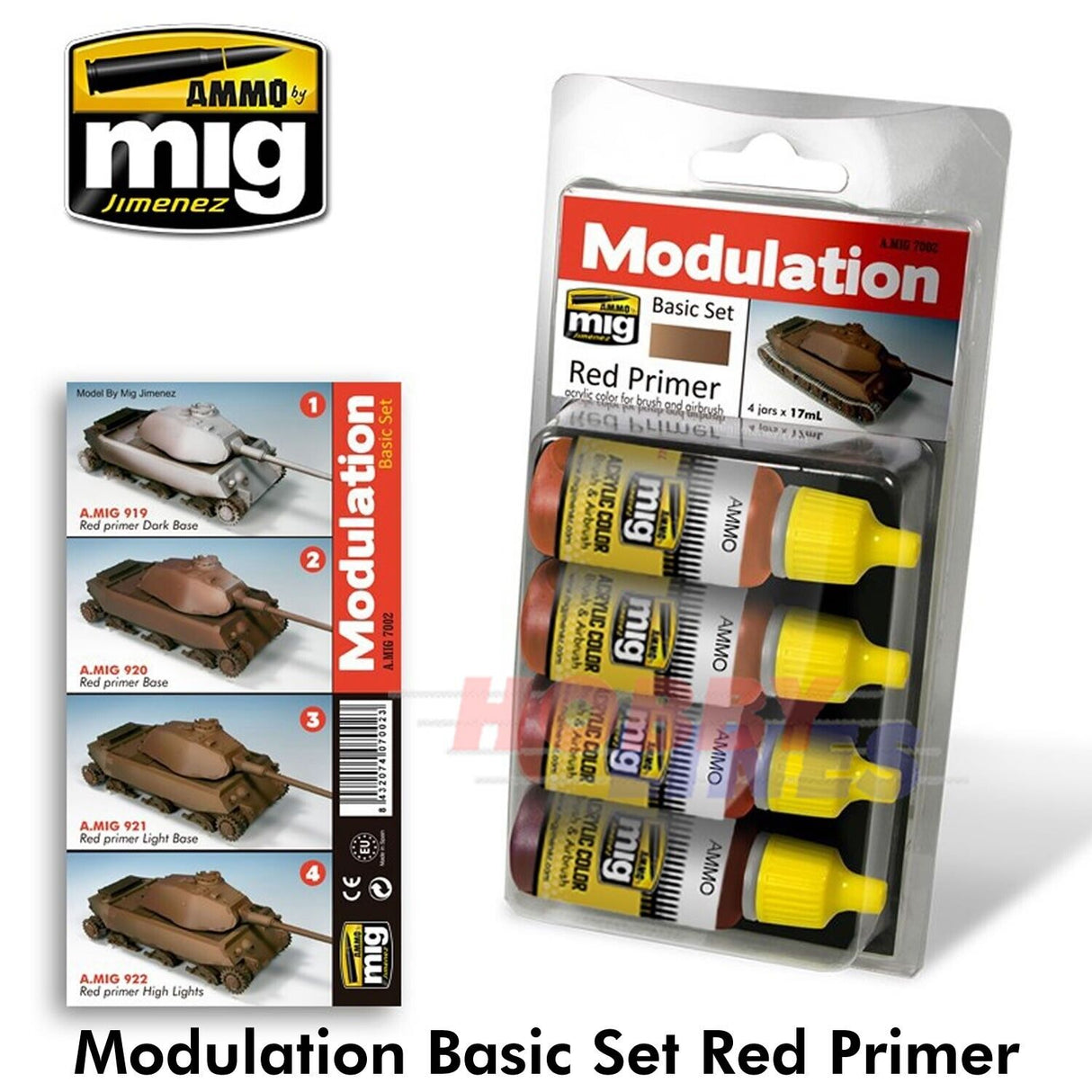RED PRIMER MODULATION set 4 jar 17ml Paint Ammo by Mig Jimenez Mig7002