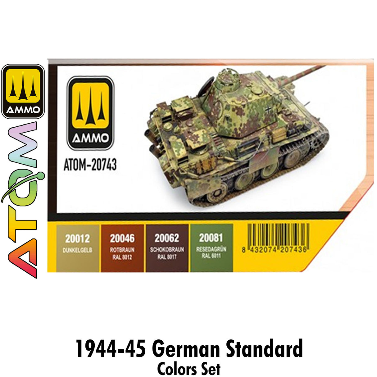 ATOM 1944-45 German Standard Colors Set - 4 20ml Acrylic Paint | Ammo by Mig Jimenez