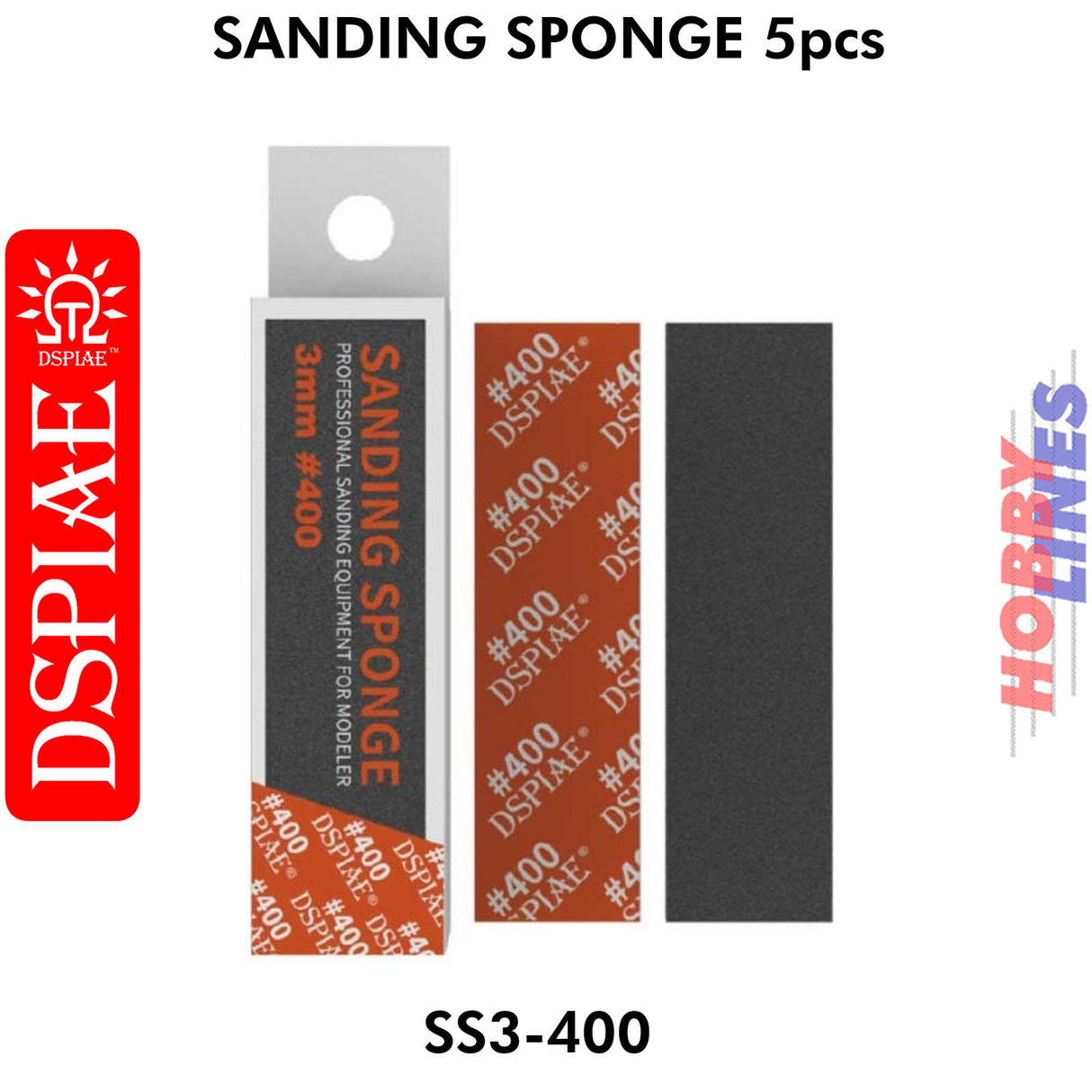 SS3-400 3mm #400 Sanding Sponge - 5pcs - 400 grit | DSPIAE | DS027