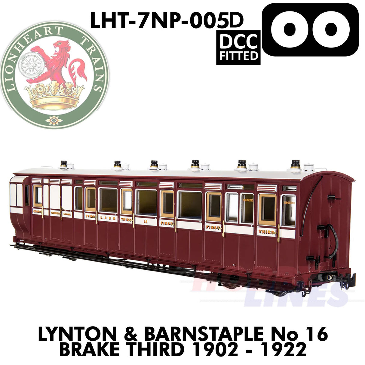 Lynton & Barnstaple  No.16  Brake Third 1902-1922 - DCC - 1:43.5 OO | Lionheart Trains | LHT-7NP-005D