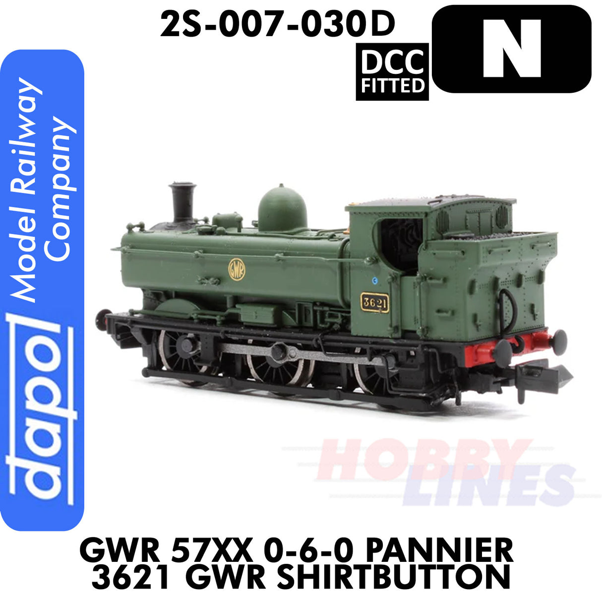 Pannier 3621 GWR Shirtbutton Steam Locomotive 1:148 N gauge DCC Fitted Dapol 2S-007-030D