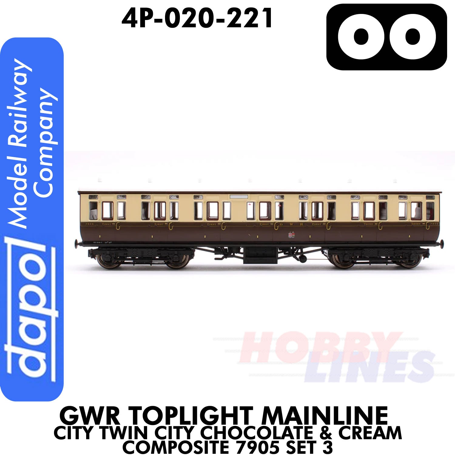 Great Western Railway Toplight MainLine Chocolate & Cream Composite 7905 Set 3 | Dapol | 4P-020-221