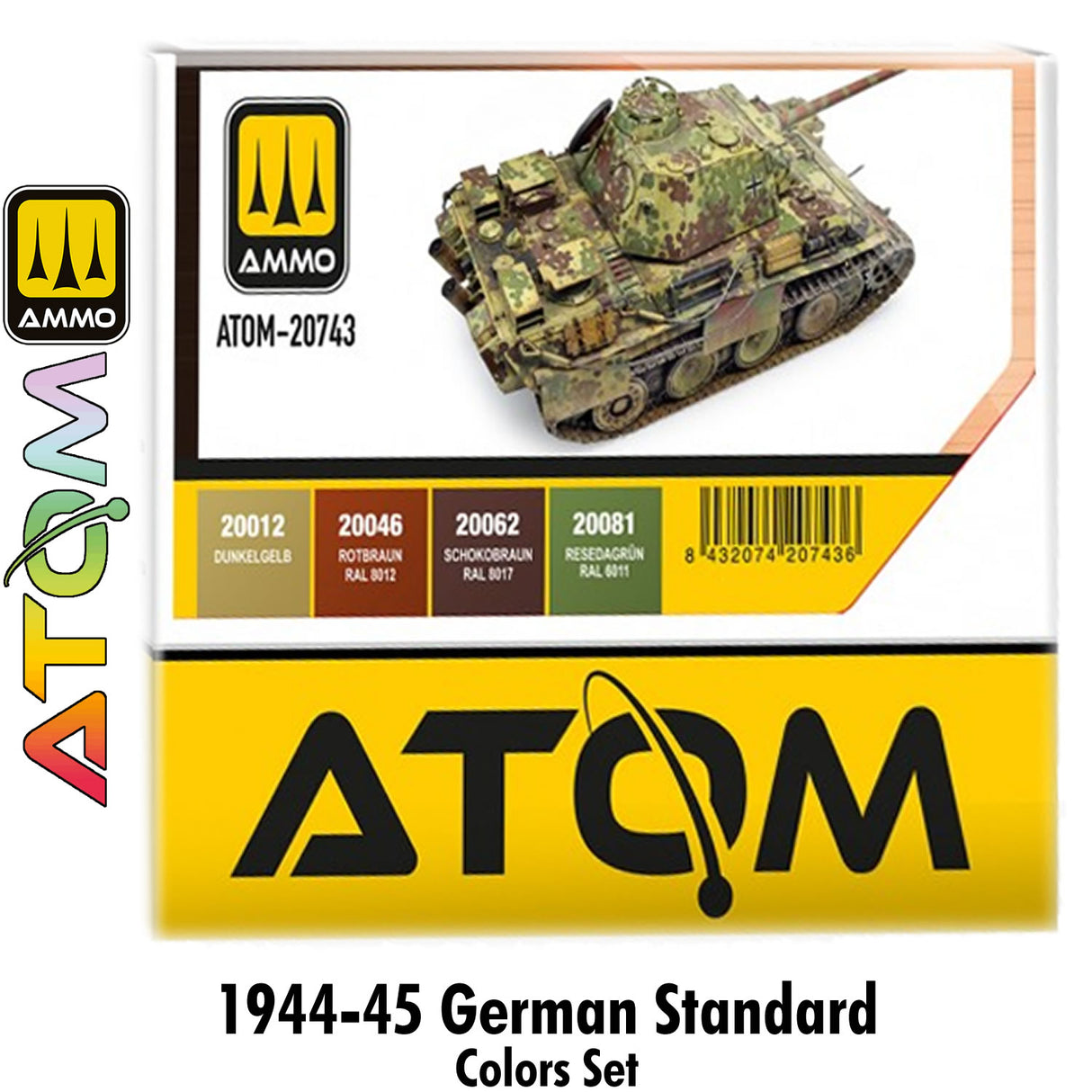 ATOM 1944-45 German Standard Colors Set - 4 20ml Acrylic Paint | Ammo by Mig Jimenez