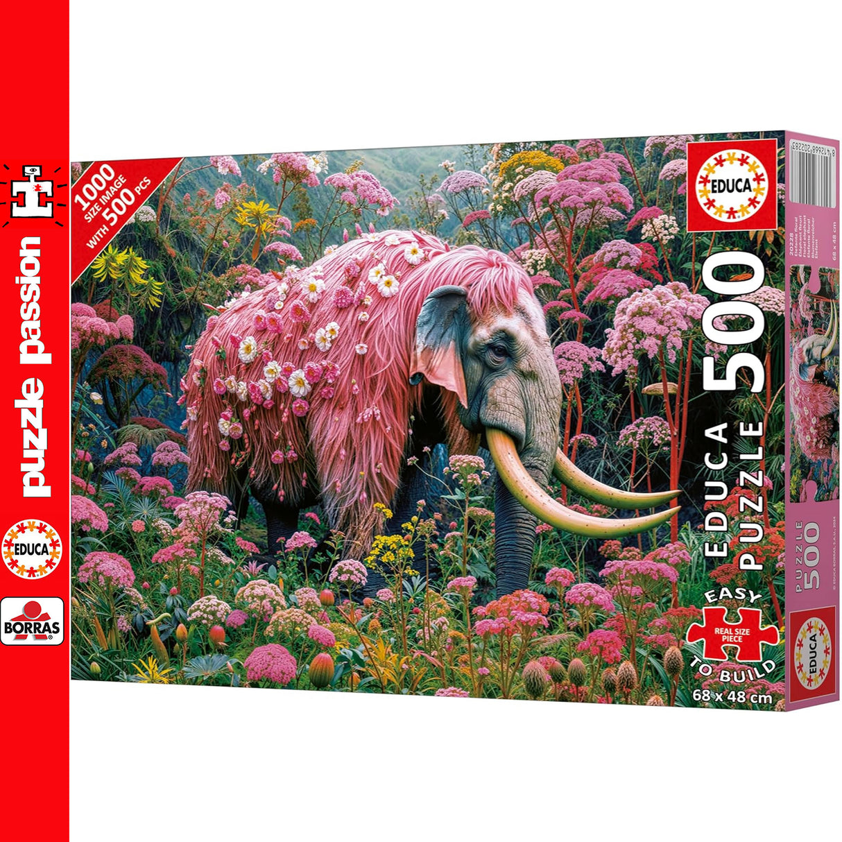 Educa FLORAL ELEPHANT 500pc Super Deluxe Jigsaw Puzzle animal nature 20228
