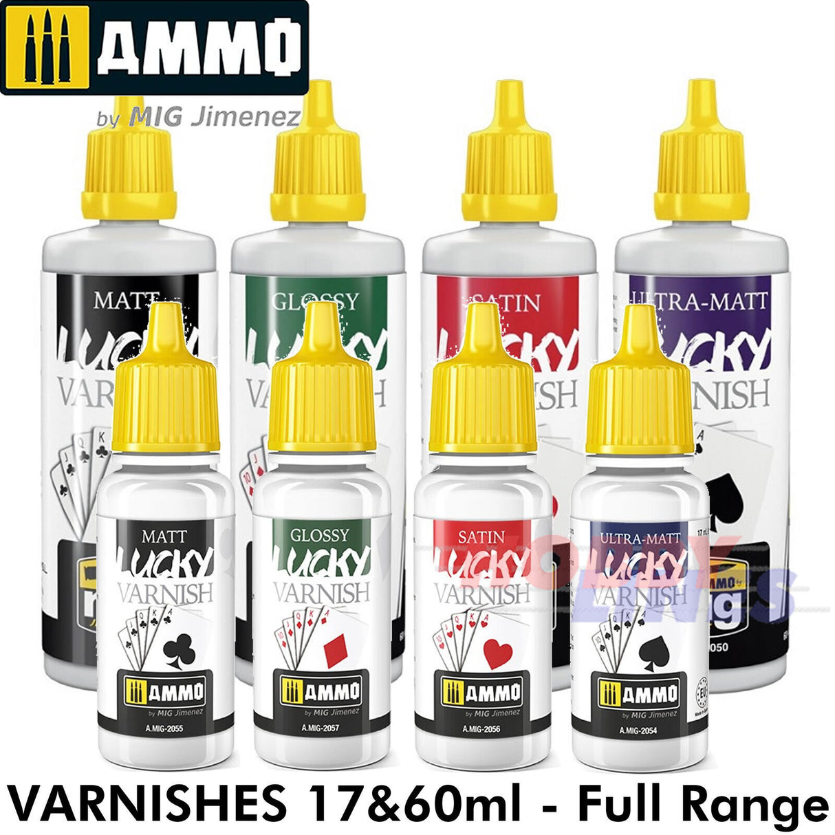 VARNISH Ultra-Matt/Matt/Satin/Glossy 60/17ml Full Range AMMO By Mig Jimenez
