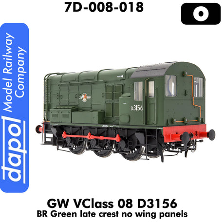 Class 08 D3156 British Rail - Green Late Crest |  Dapol | 7D-008-018