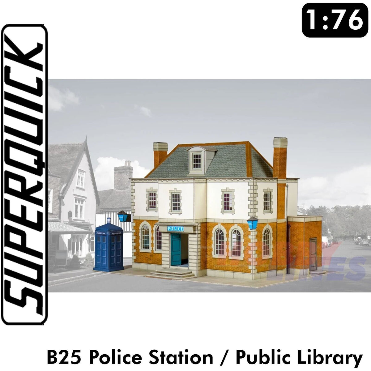 POLICE STATION 1:72 Scale OO HO Gauge Railways Building Series B B25 SuperQuick