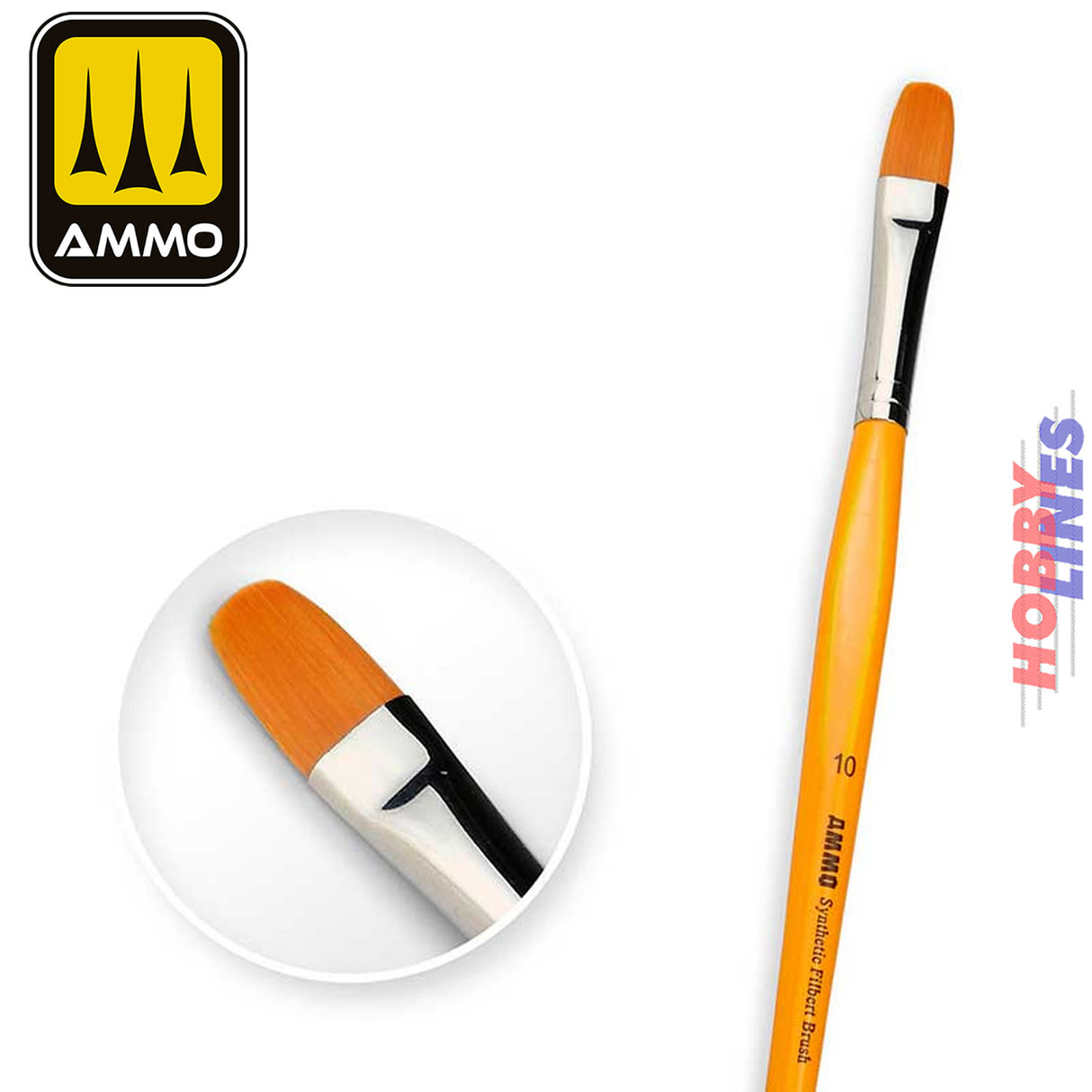 10 Filbert Brush with T-Handle - quality synthetic fibre bristles | Ammo by Mig Jimenez | MIG8589