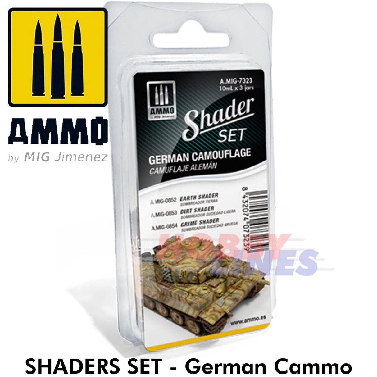 Shaders Set GERMAN CAMMOFLAGE Shade Effects 3 Jar 10ml Paint AMMO Mig MIG7323