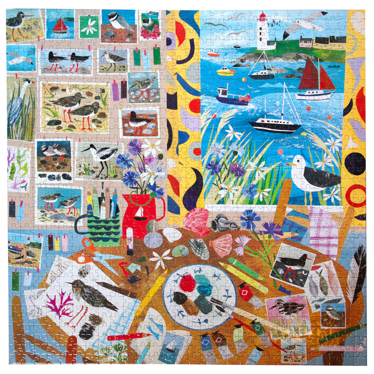 eeBoo SEABIRDS 1000 pc Square Jigsaw Puzzle Super Deluxe PZTSAB