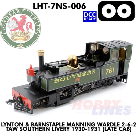 Lynton & Barnstaple Manning Wardle 2-6-2 - TAW Southern Livery 1930-31 (Late Cab)  - DCC Ready | Lionheart Trains | LHT-7NS-006