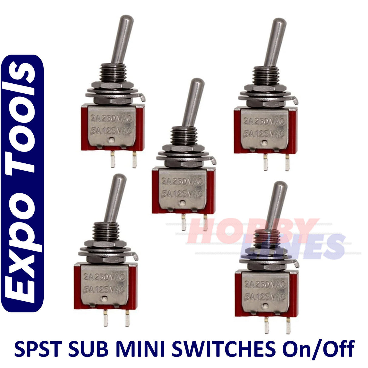 SWITCH SPST ON OFF 2 postion Sub Miniature 5pk Model electronics EXPO A28090