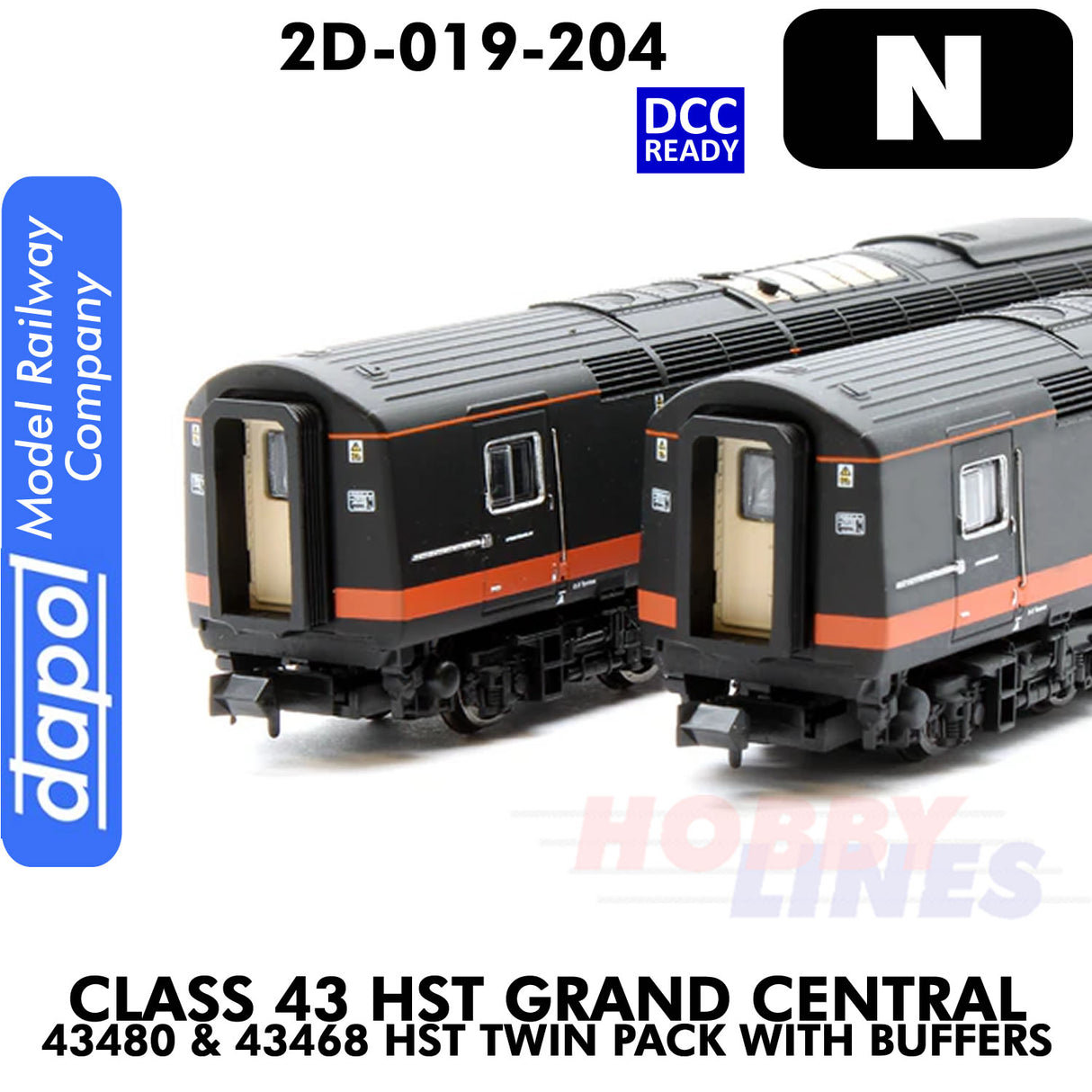 Class 43 HST Grand Central Twin pk - 43480 & 43568 with Buffers | Dapol | 2D-019-204
