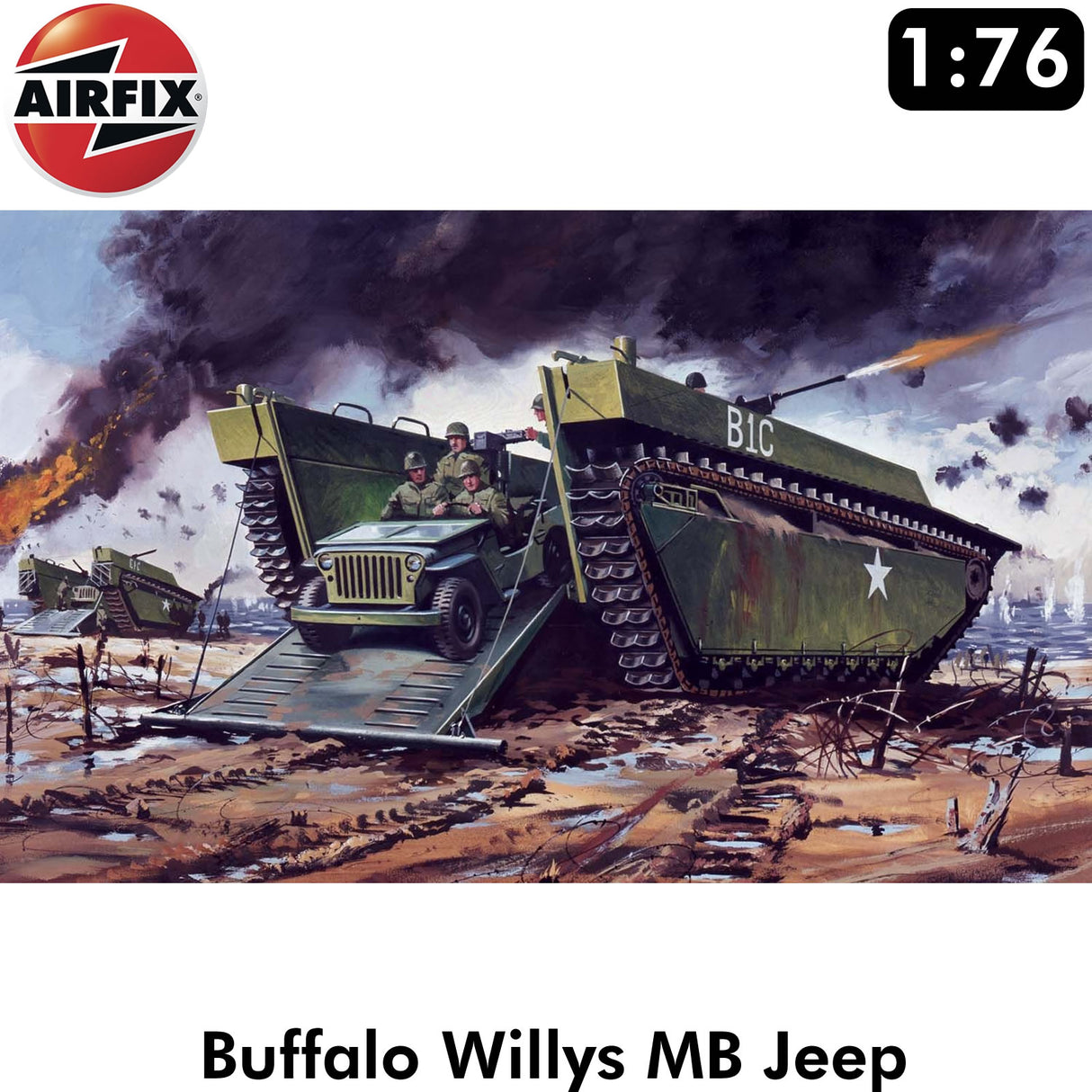 BUFFALO WILLYS MB JEEP US amphibious Landing Vehicle Tracked WWII 1:72 model kit AIRFIX A03302V