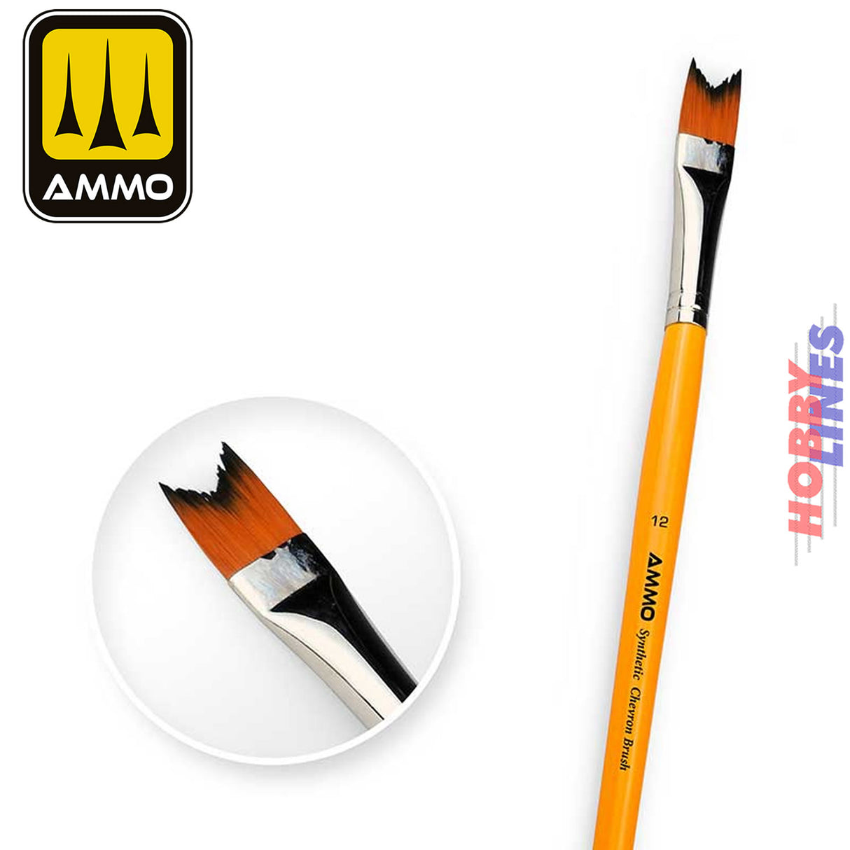 12 Synthetic Chevron Brush - quality synthetic fibre | Ammo Mig Jimenez | MIG8588