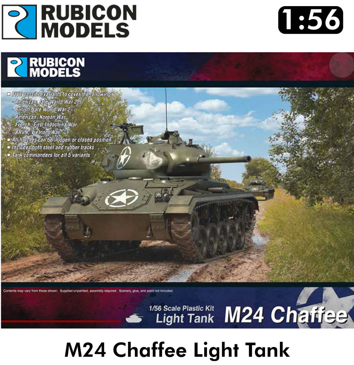 M24 CHAFFEE American Light Tank Late WWII Korea 1:56 | Rubicon Models | 280140
