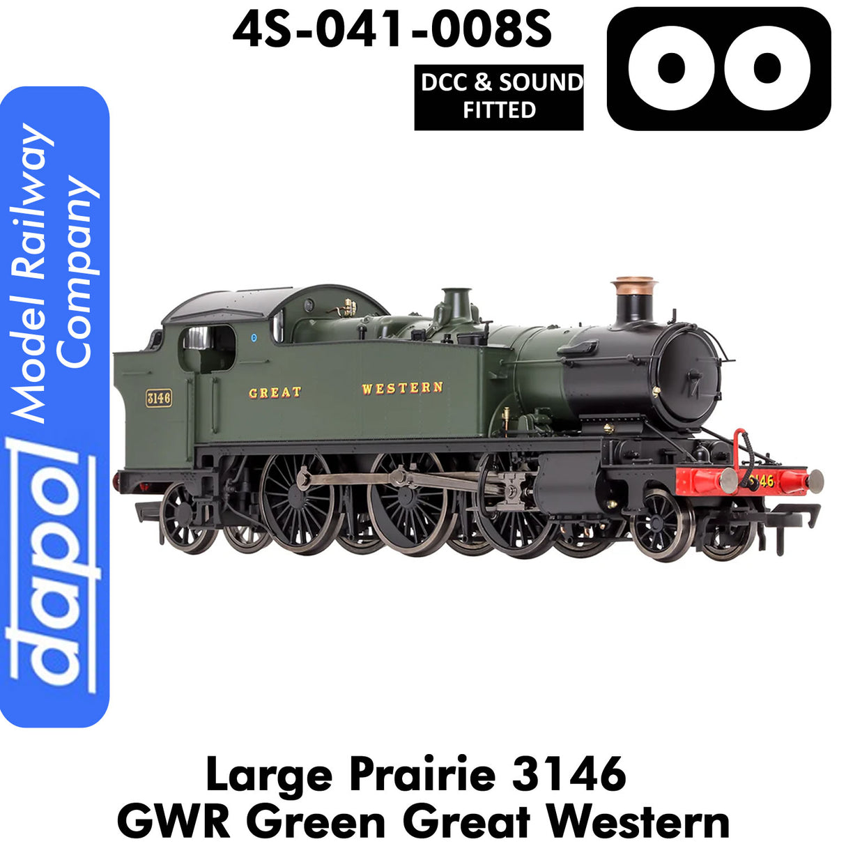 LARGE PRAIRIE 3146 GWR DCC & Sound Steam Locomotive | Dapol | 4S-041-008S