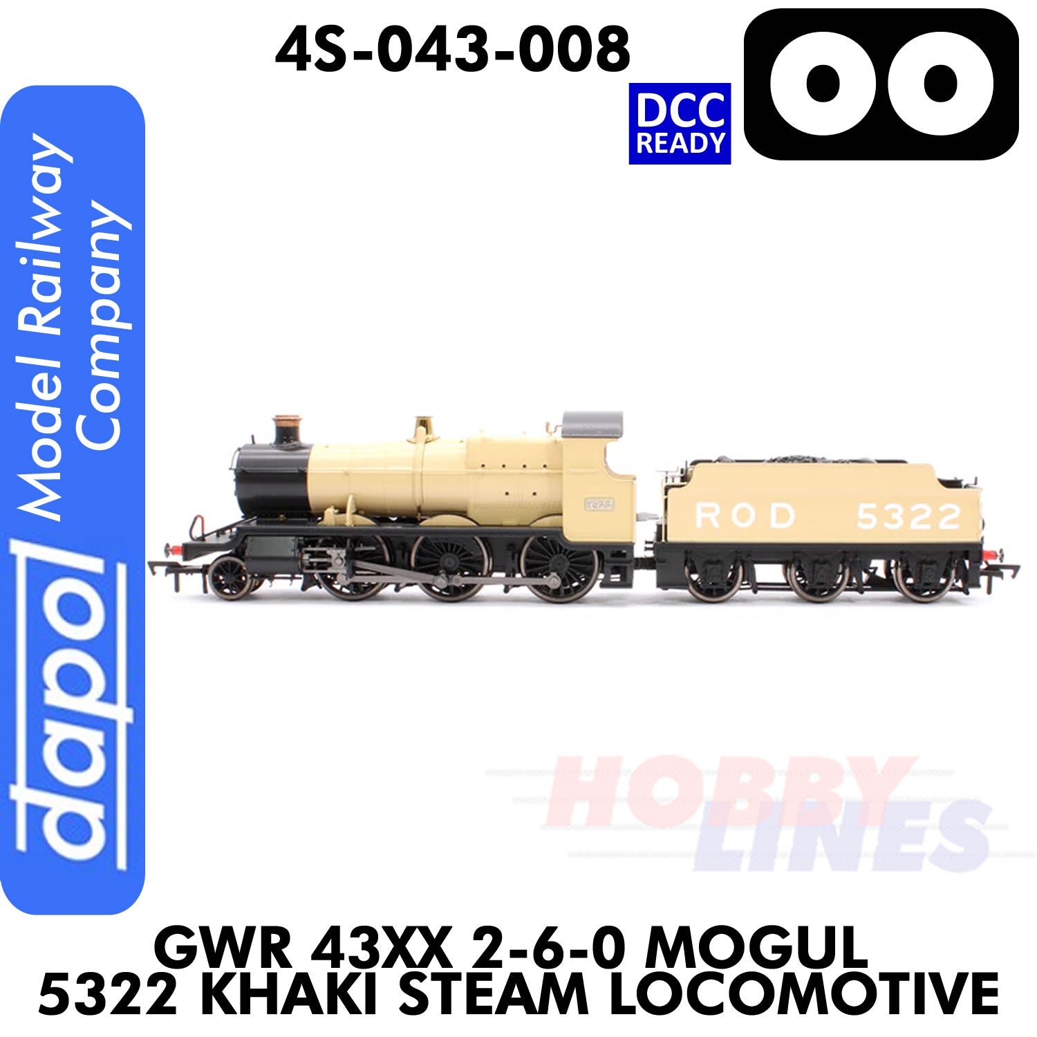 Great Western Railway - 43xx 2-6-0 Mogul 5322 Khaki - 1:76 OO |  Dapol | 4S-043-008