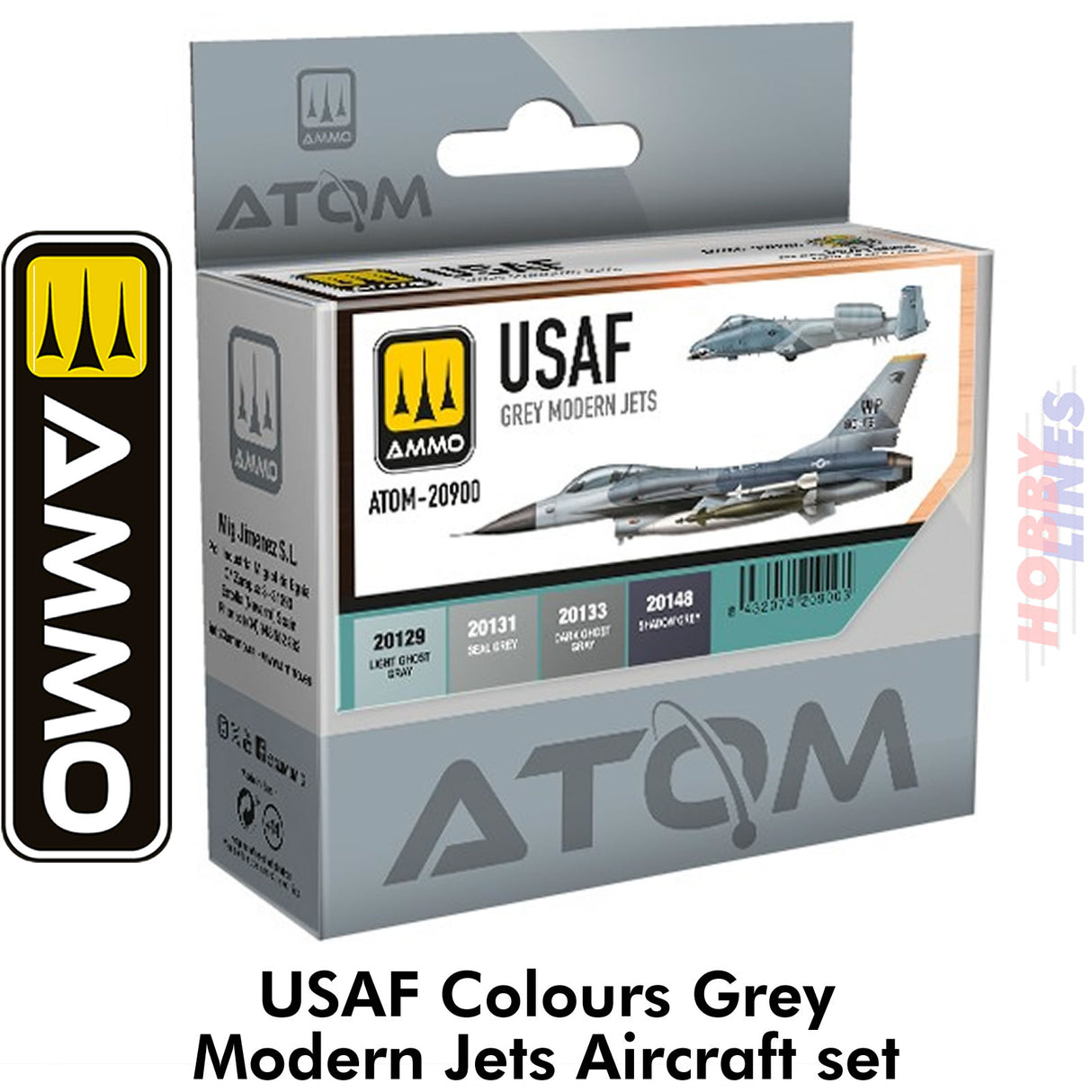 ATOM USAF Colours Grey Modern Jets - 4 x 20ml Bottles Acrylic Paint | Ammo by Mig Jimenez | ATOM20900