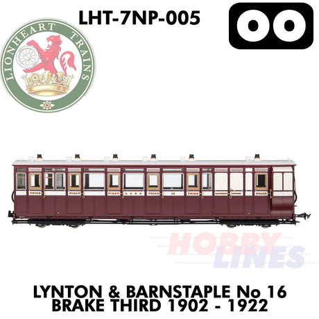 Lynton & Barnstaple No.16 Brake Third 1902-1922 - DCC Ready | Lionheart Trains |  LHT-7NP-005