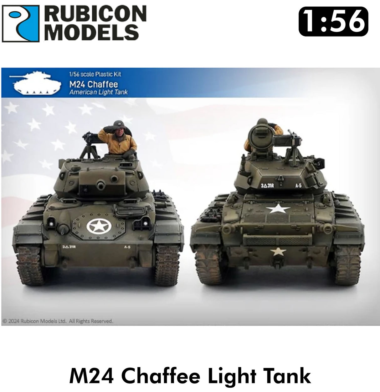 M24 CHAFFEE American Light Tank Late WWII Korea 1:56 | Rubicon Models | 280140