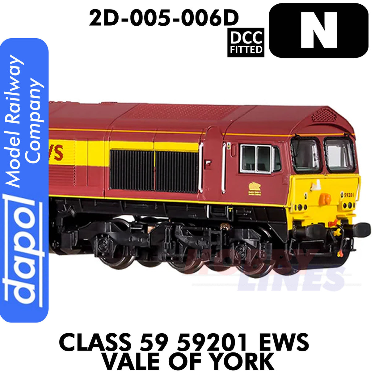 Class 59 59201 EWS Vale of York - DCC Fitted | Dapol | 2D-005-006D