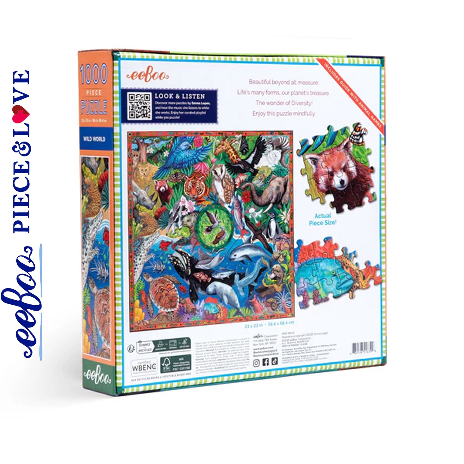 eeBoo WILD WORLD 1000 pc Square Jigsaw Puzzle Super Deluxe PZT114