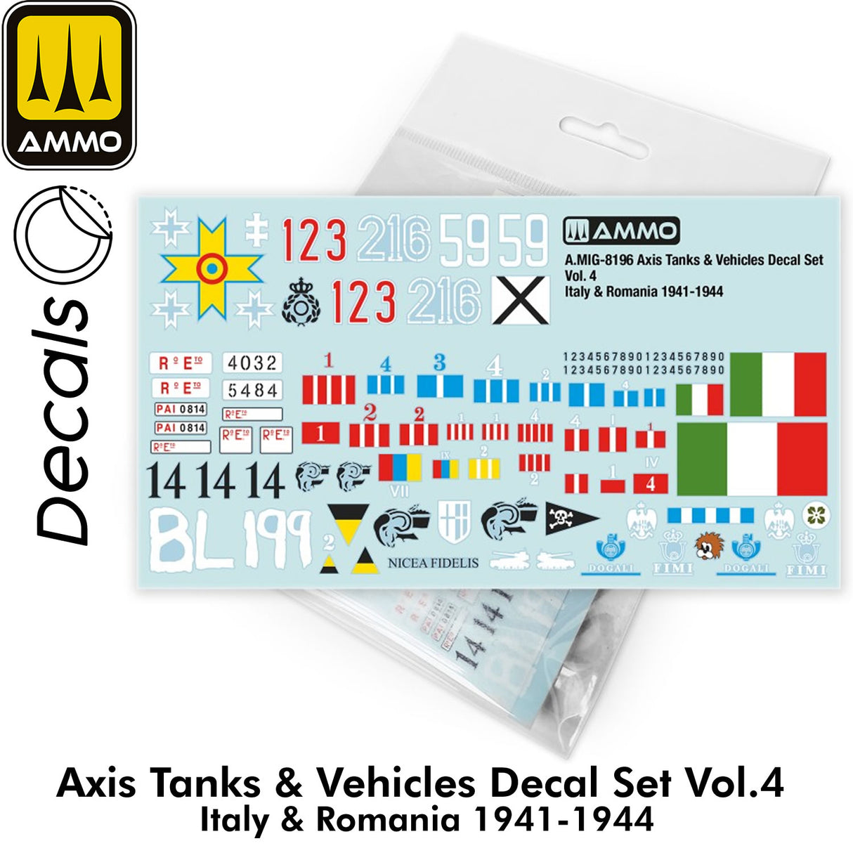 Axis Tanks & Vehicles DECAL SET Vol 4 Italy & Romania 194 Insignia | Ammo by Mig Jimenez