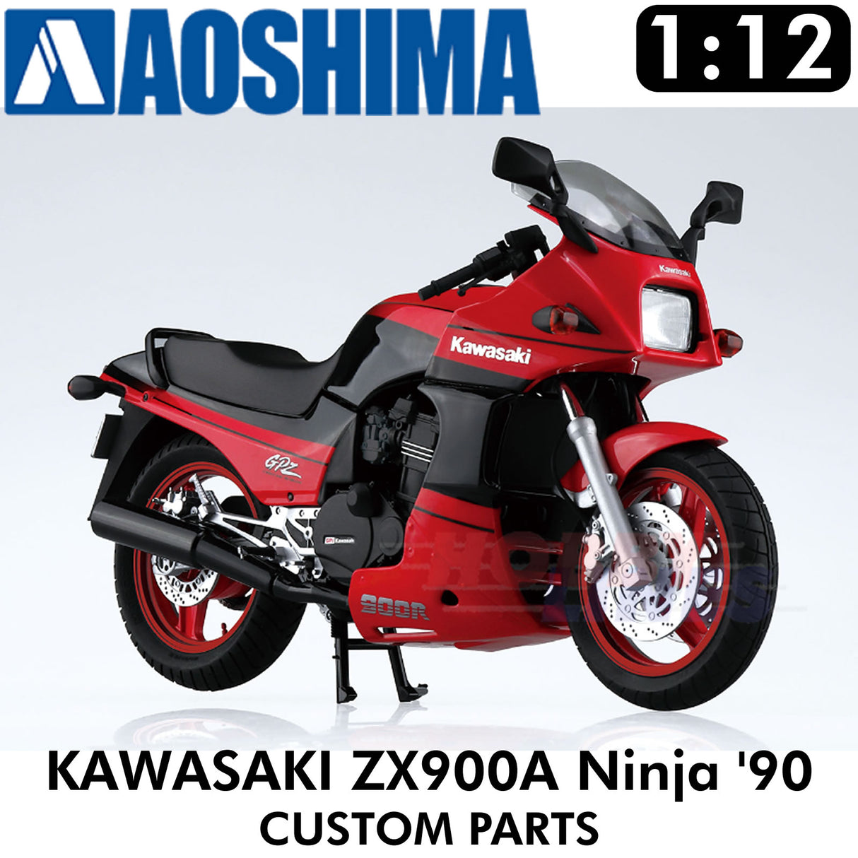 KAWASAKI GPZ900R Ninja 1990 Custom Parts 1:12 model kit Aoshima 06709