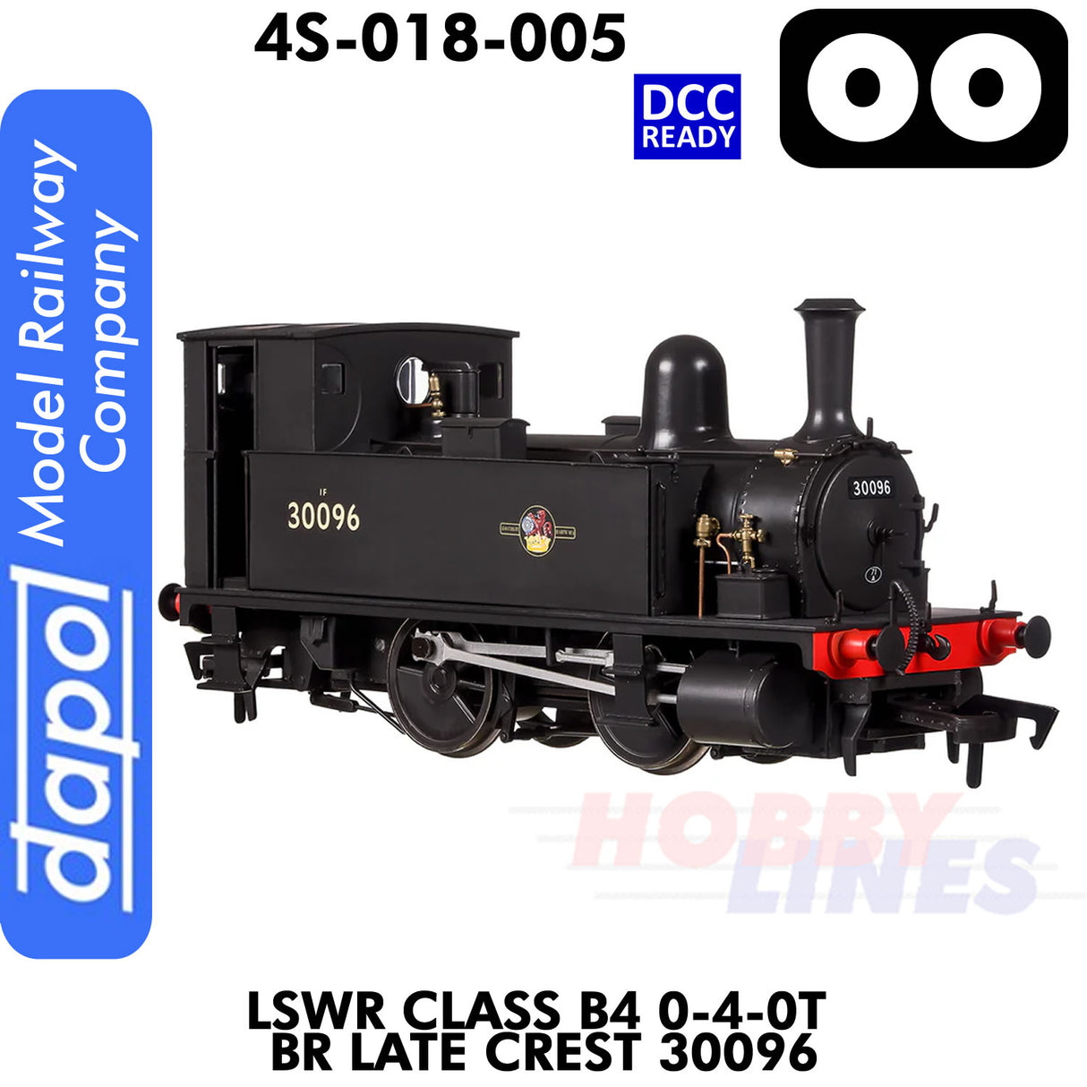 LSWR Class B4 0-4-0T BR Late Crest 30096 - DCC Ready | Dapol | 4S-018-005