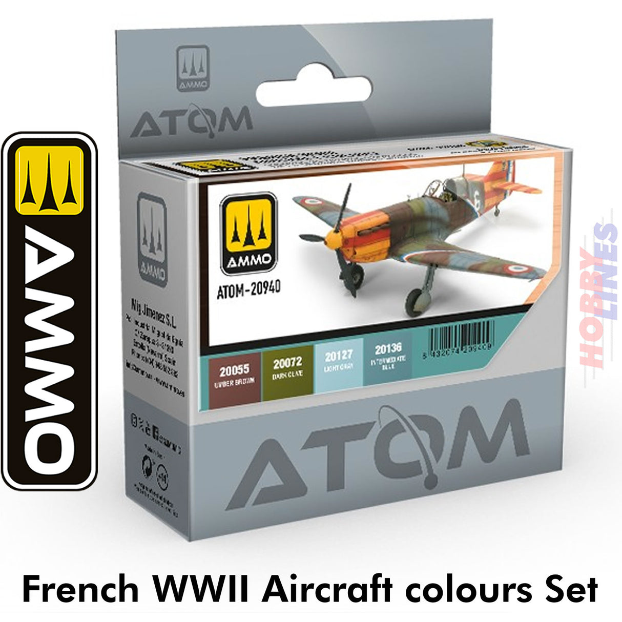 ATOM French WWII Aircraft - 4 x 20ml Bottles Acrylic Paint | Ammo by Mig Jimenez | ATOM20940