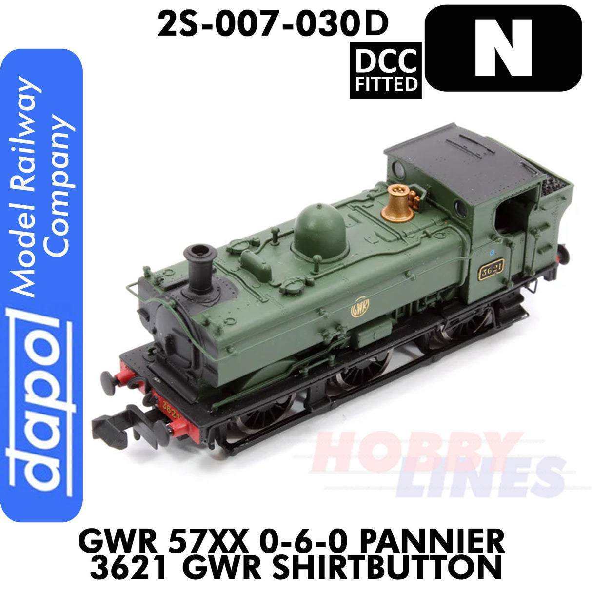 Pannier 3621 GWR Shirtbutton Steam Locomotive 1:148 N gauge DCC Fitted Dapol 2S-007-030D